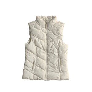 Aeropostale Vest Womens XS Off-White Full Zip Puffer Remixed Down Quilted Jacket